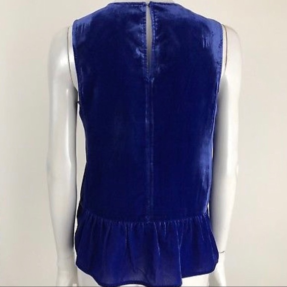 J. Crew Blue Drapey Velvet Peplum Tank Top Sz 2 - Picture 4 of 5